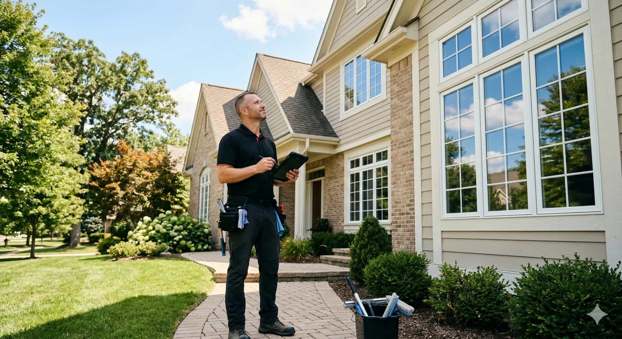 Serv1sland technician inspecting a property before cleaning