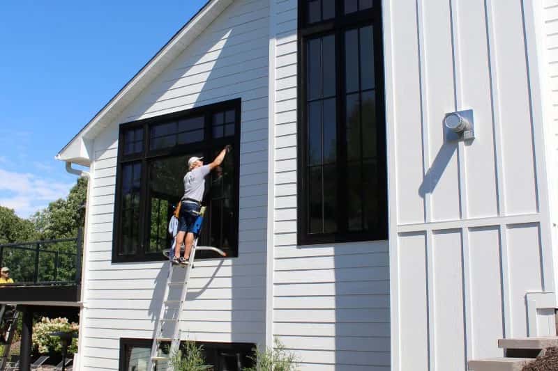 Modern home exterior with clean windows