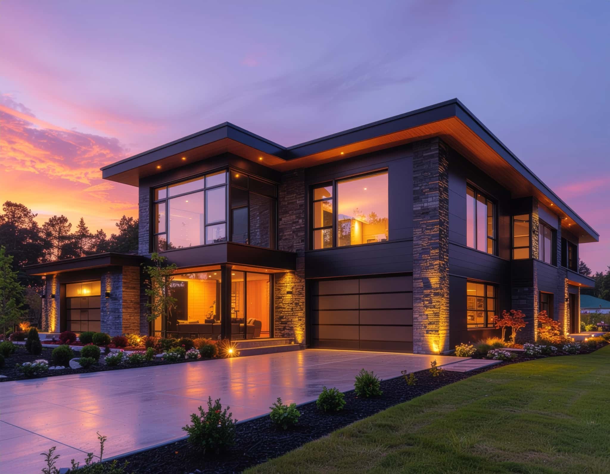 Modern home exterior with clean windows
